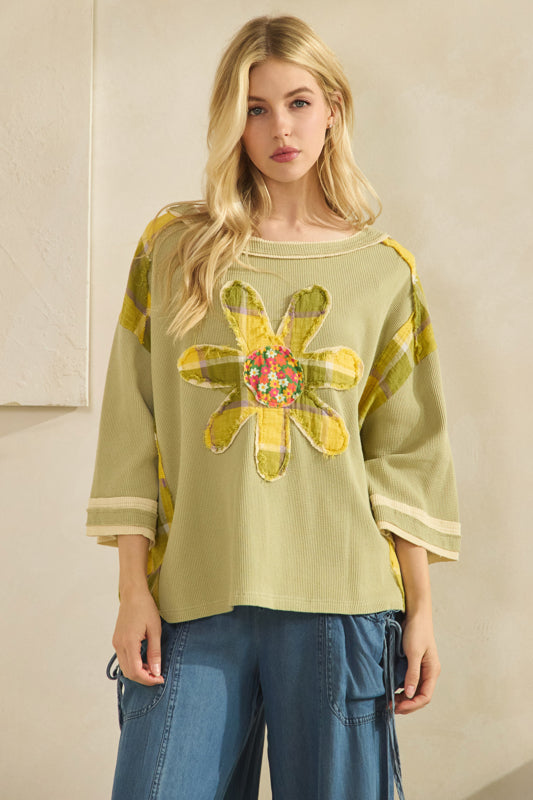 Waffle Knit Floral Top