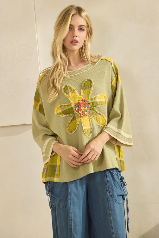 Waffle Knit Floral Top