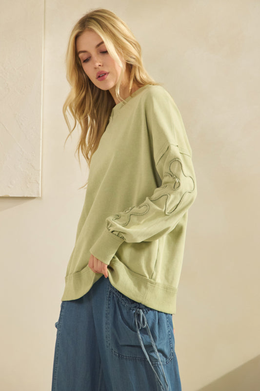 Floral Sleeve Pullover