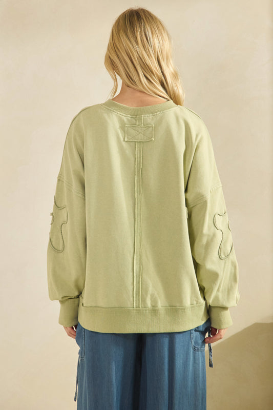 Floral Sleeve Pullover