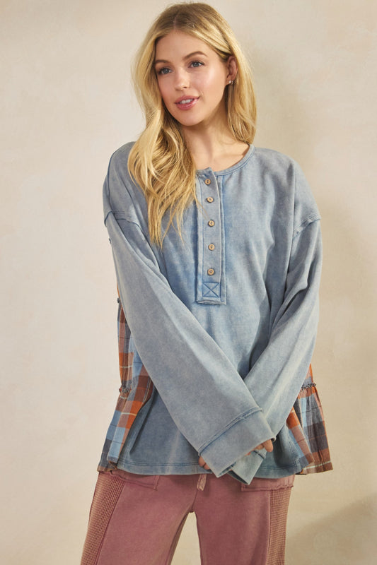 Rustic Plaid Top - Blue