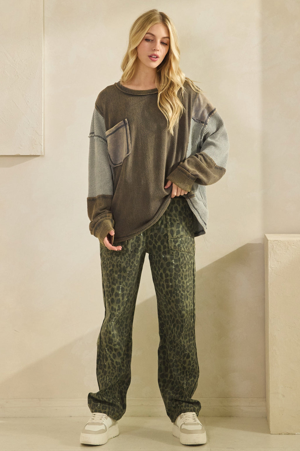 Mineral Wash Patchwork Pullover