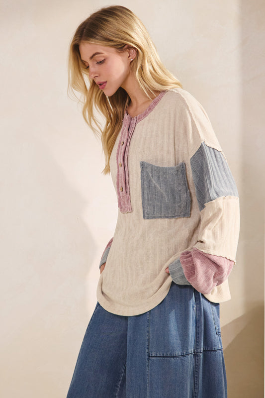 Colorblock Henley Top