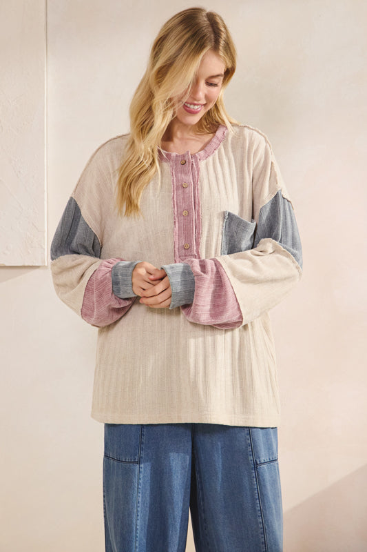 Colorblock Henley Top