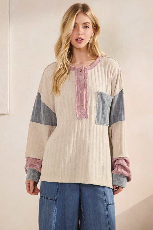 Colorblock Henley Top