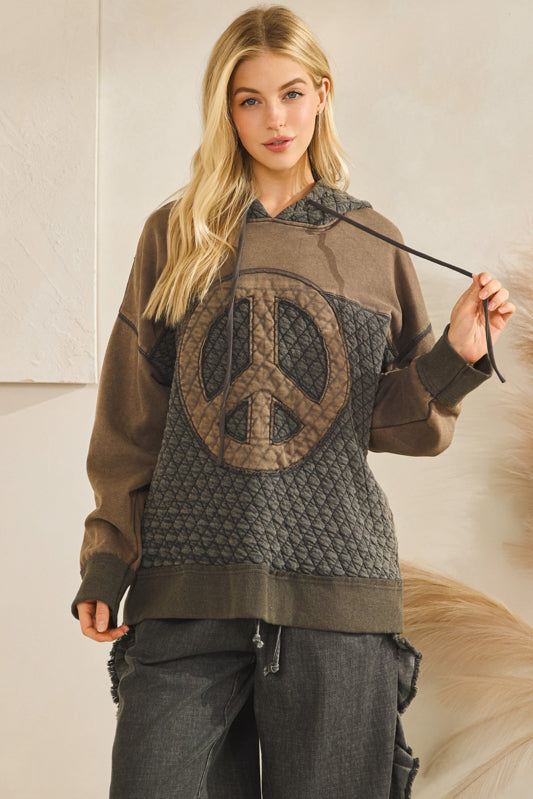 Peace Quilted Hoodie