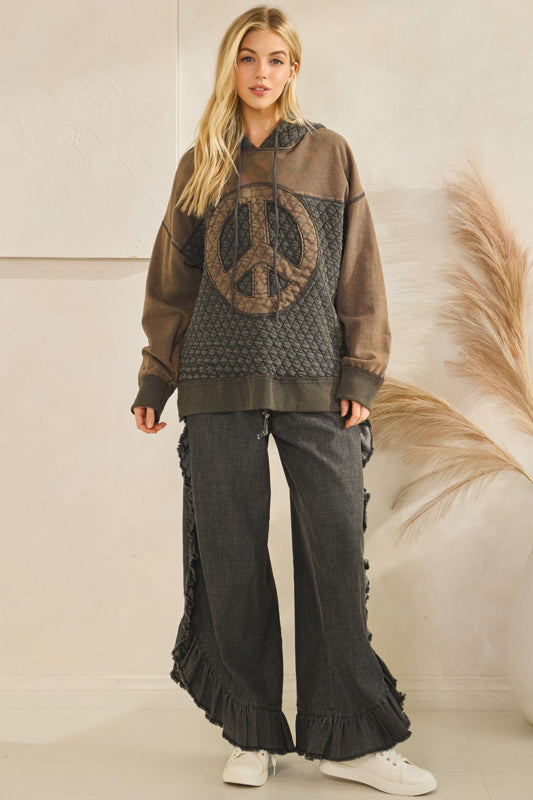 Peace Quilted Hoodie