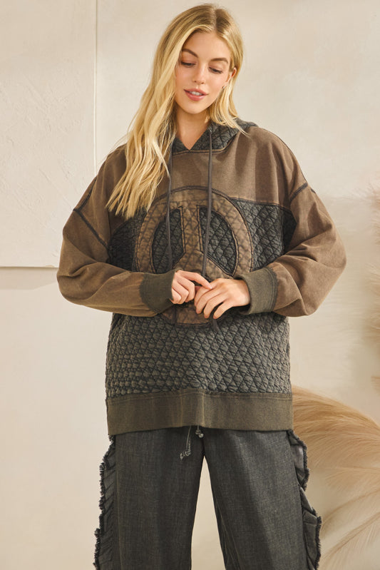 Peace Quilted Hoodie