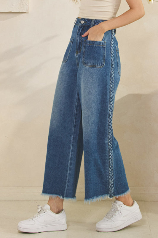 Braided Wide Leg Jeans