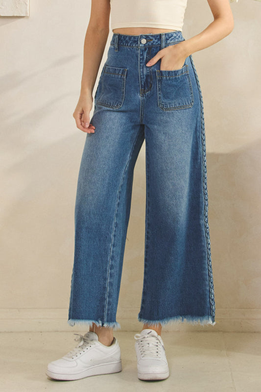 Braided Wide Leg Jeans