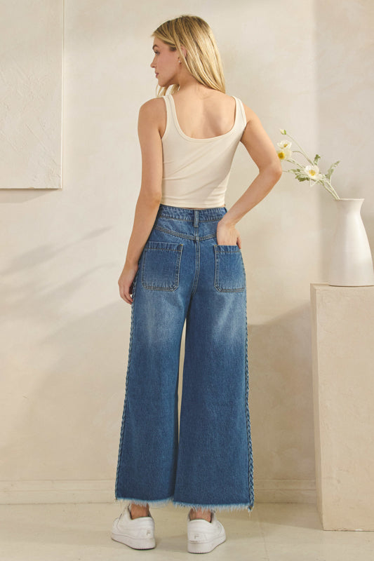 Braided Wide Leg Jeans