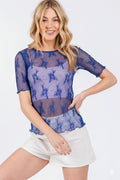 Floral Lace Top - Blue