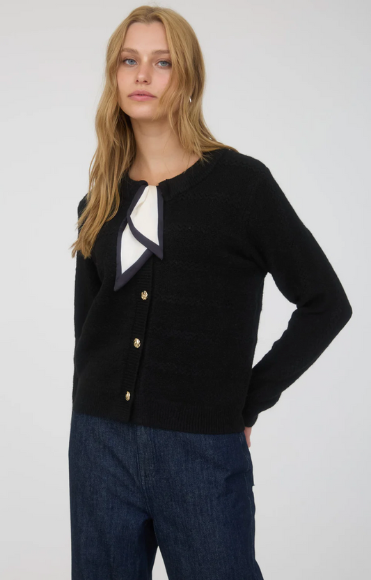 Scarf Neck Cardigan - Black