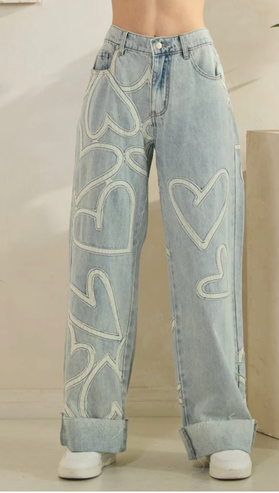 Oli & Hali Washed Heart Patchwork Jeans