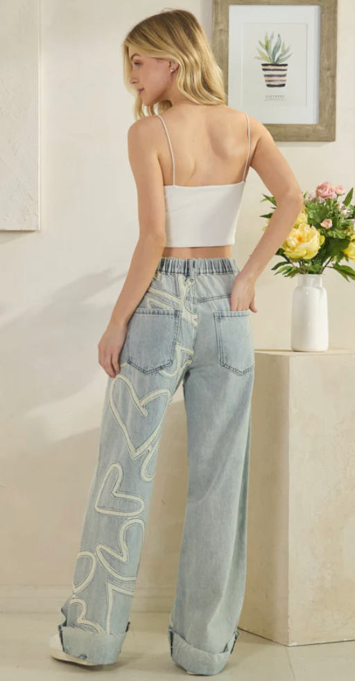 Oli & Hali Washed Heart Patchwork Jeans