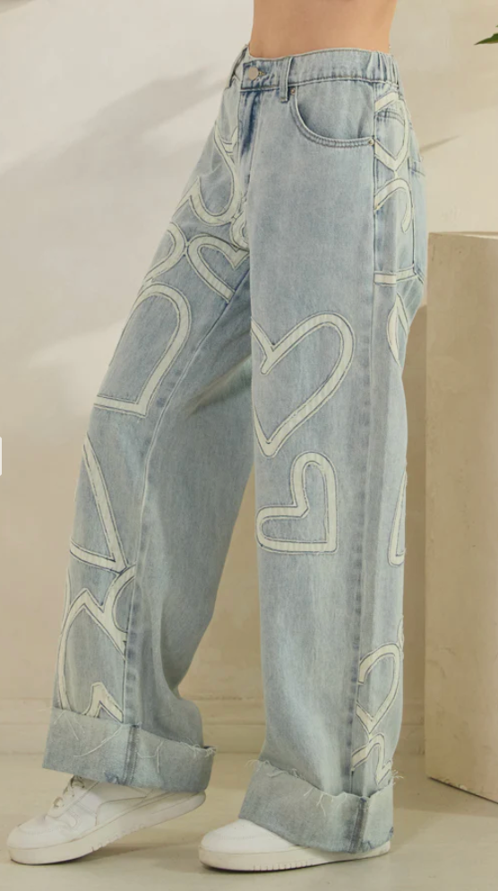 Oli & Hali Washed Heart Patchwork Jeans