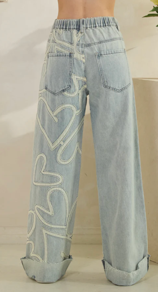Oli & Hali Washed Heart Patchwork Jeans