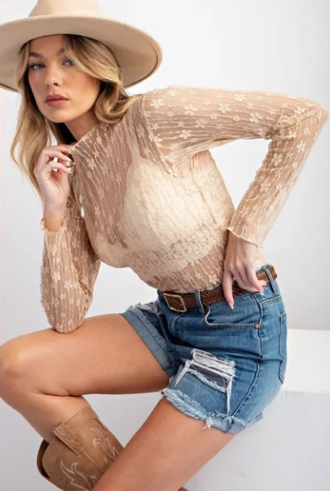 Easel Lace Sheer Top