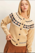 Fair Isle Cardigan - Beige