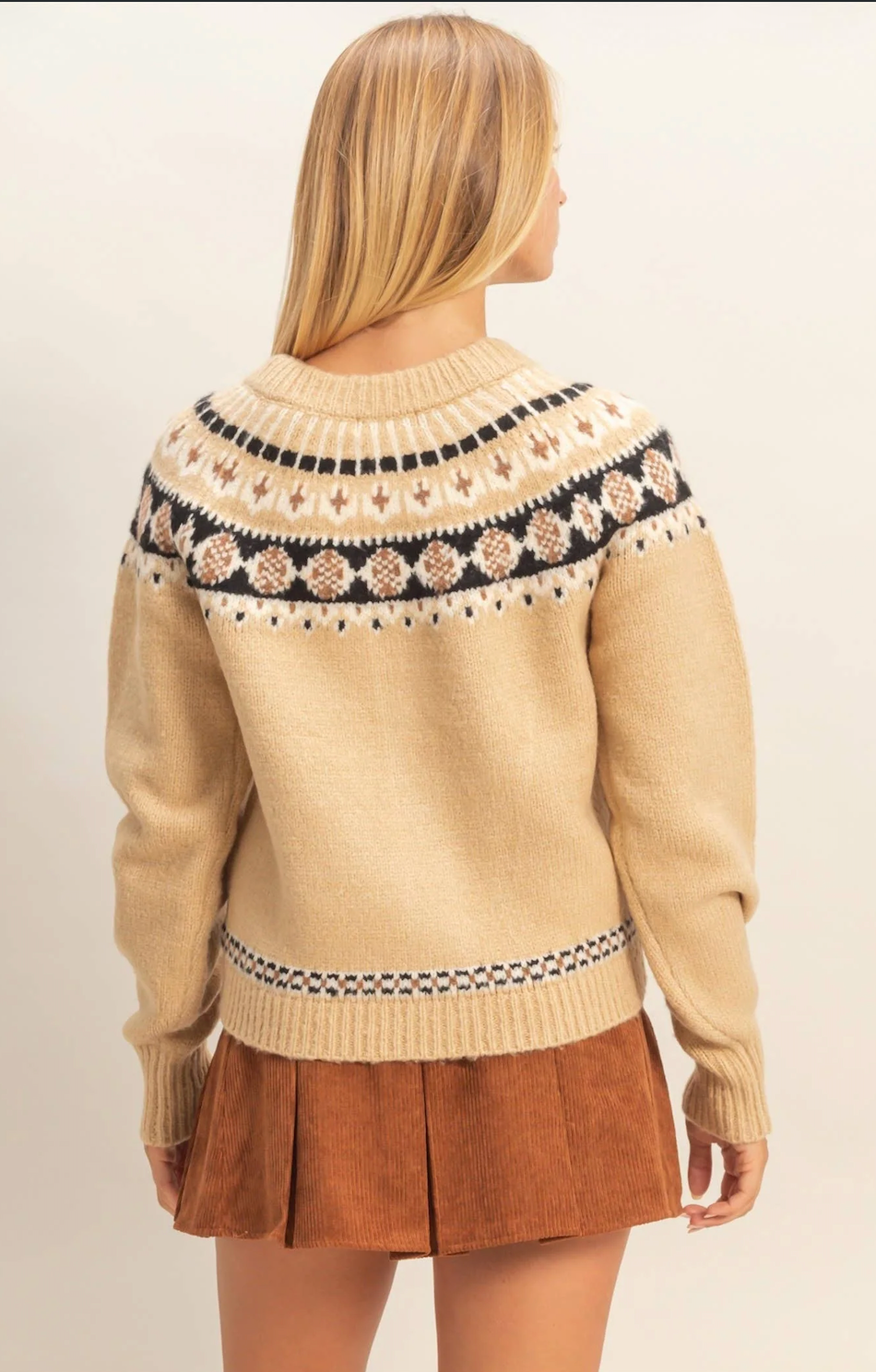 Fair Isle Cardigan - Beige