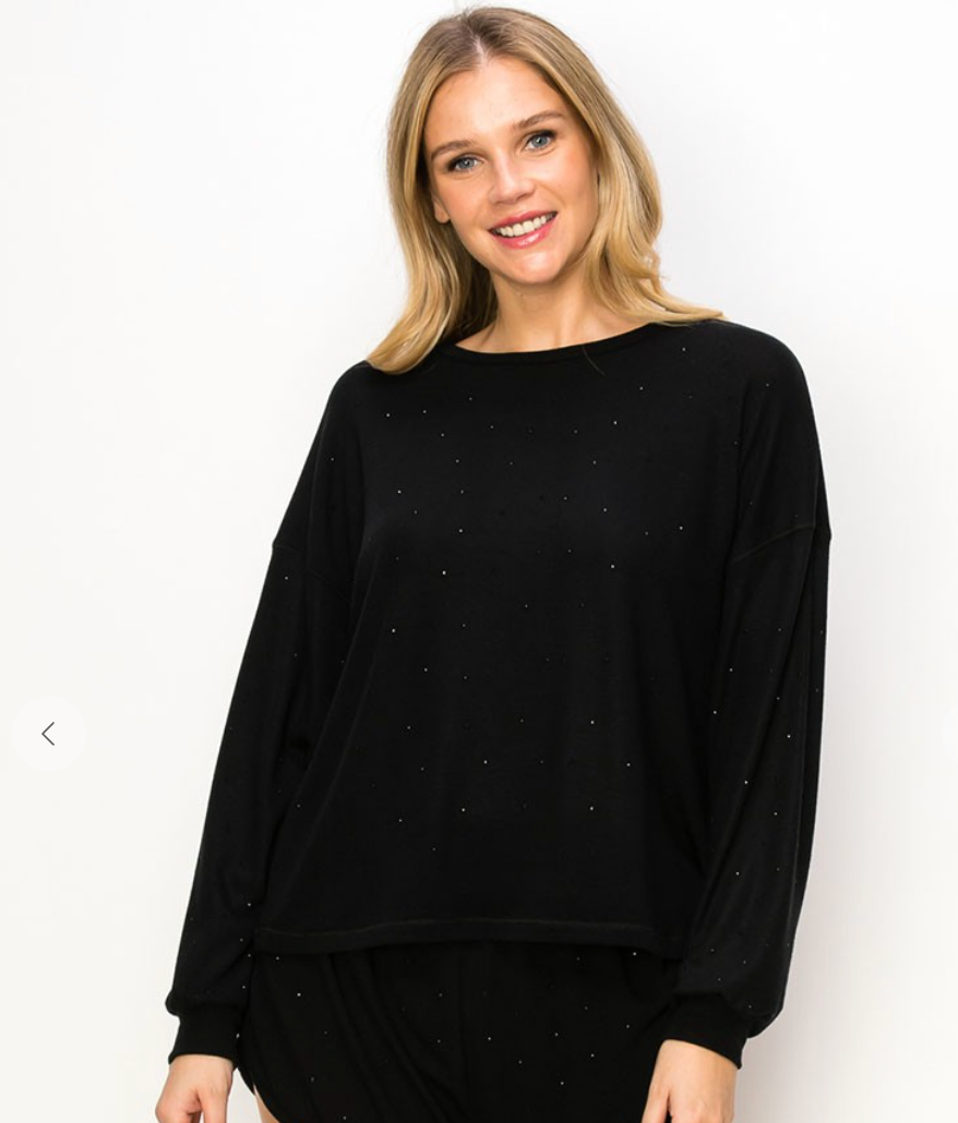 Embellished French Terry Set - Olive & Black