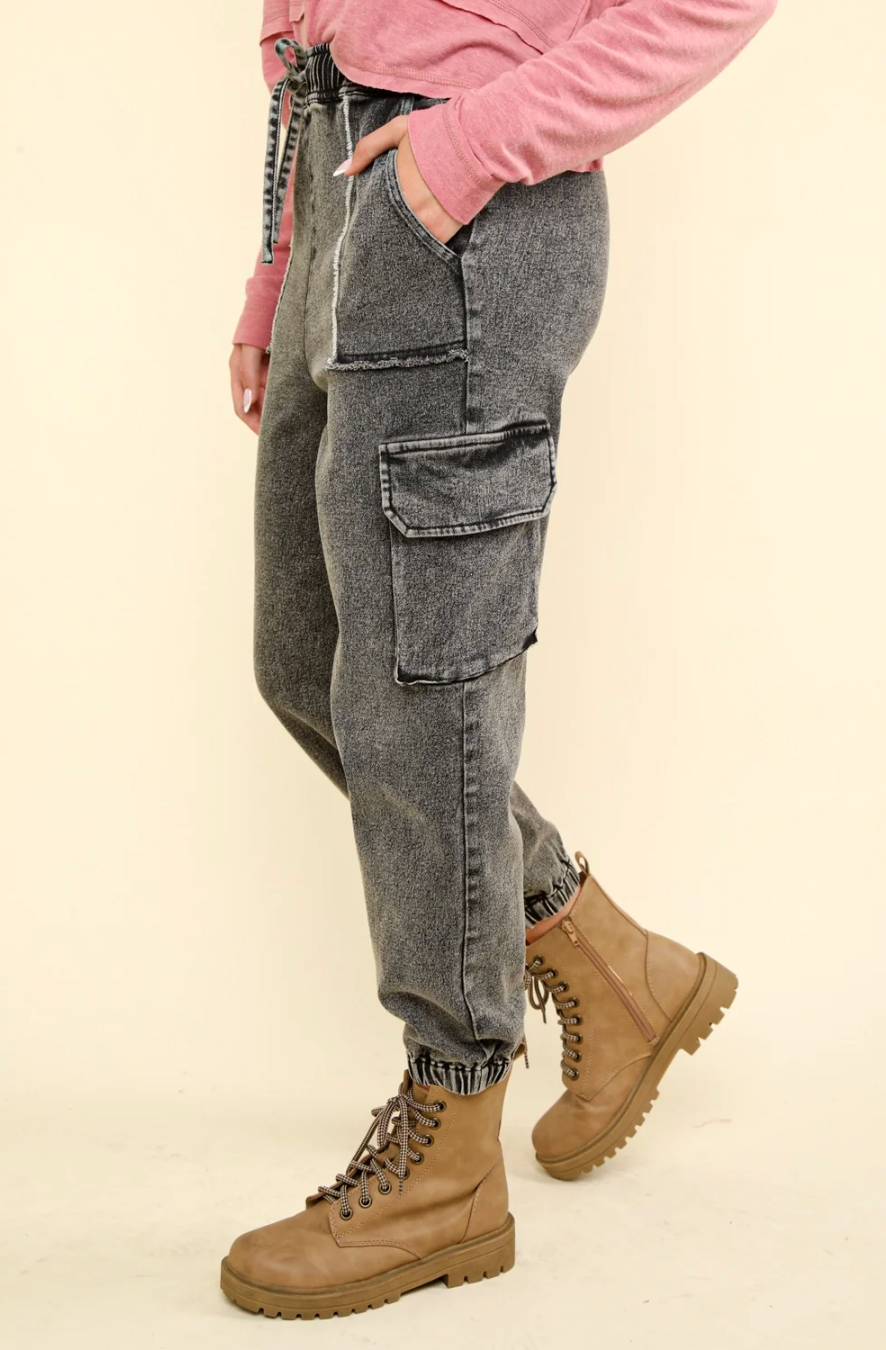 Downton Drift Denim Joggers Charcoal