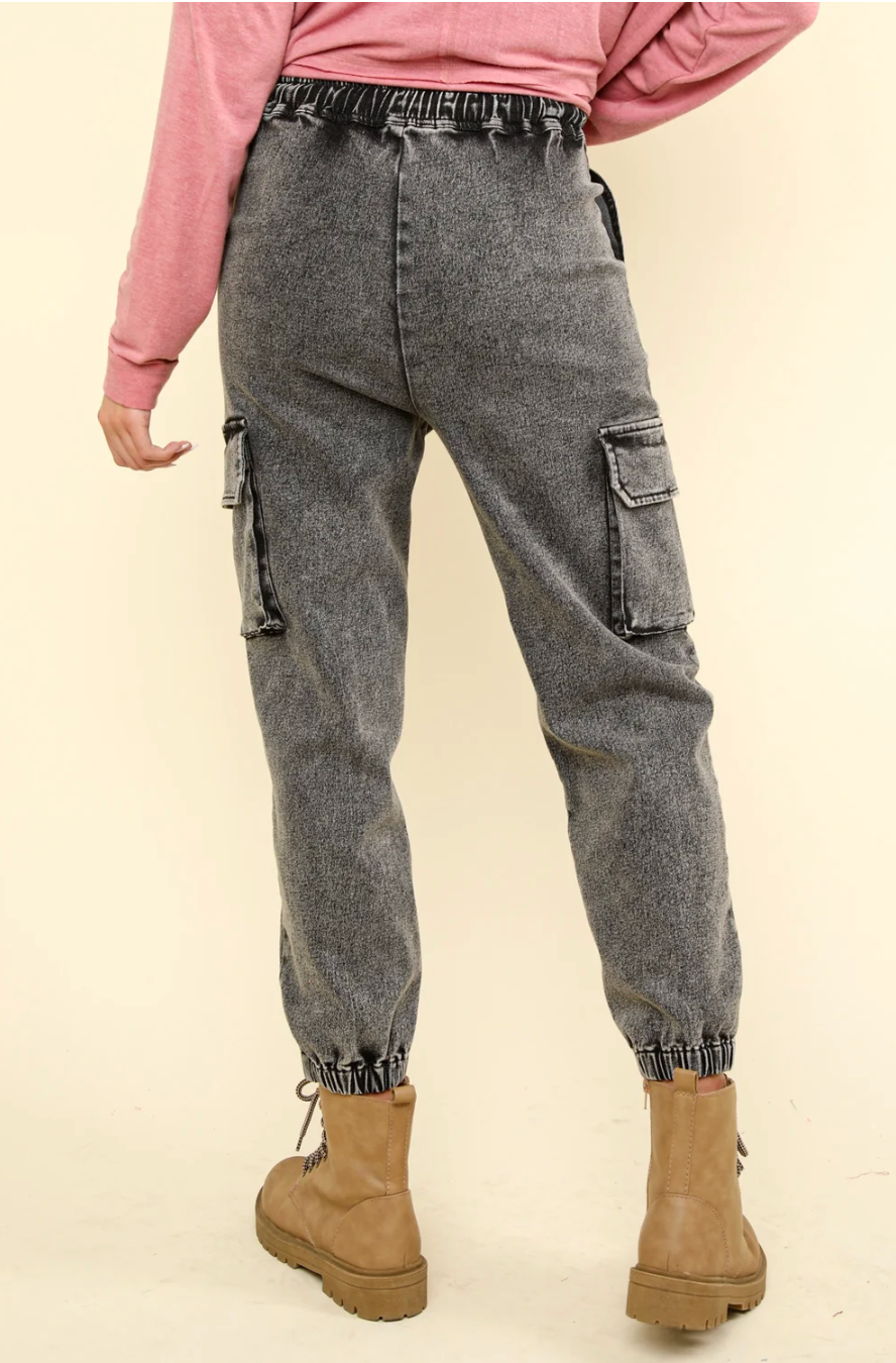 Downton Drift Denim Joggers Charcoal