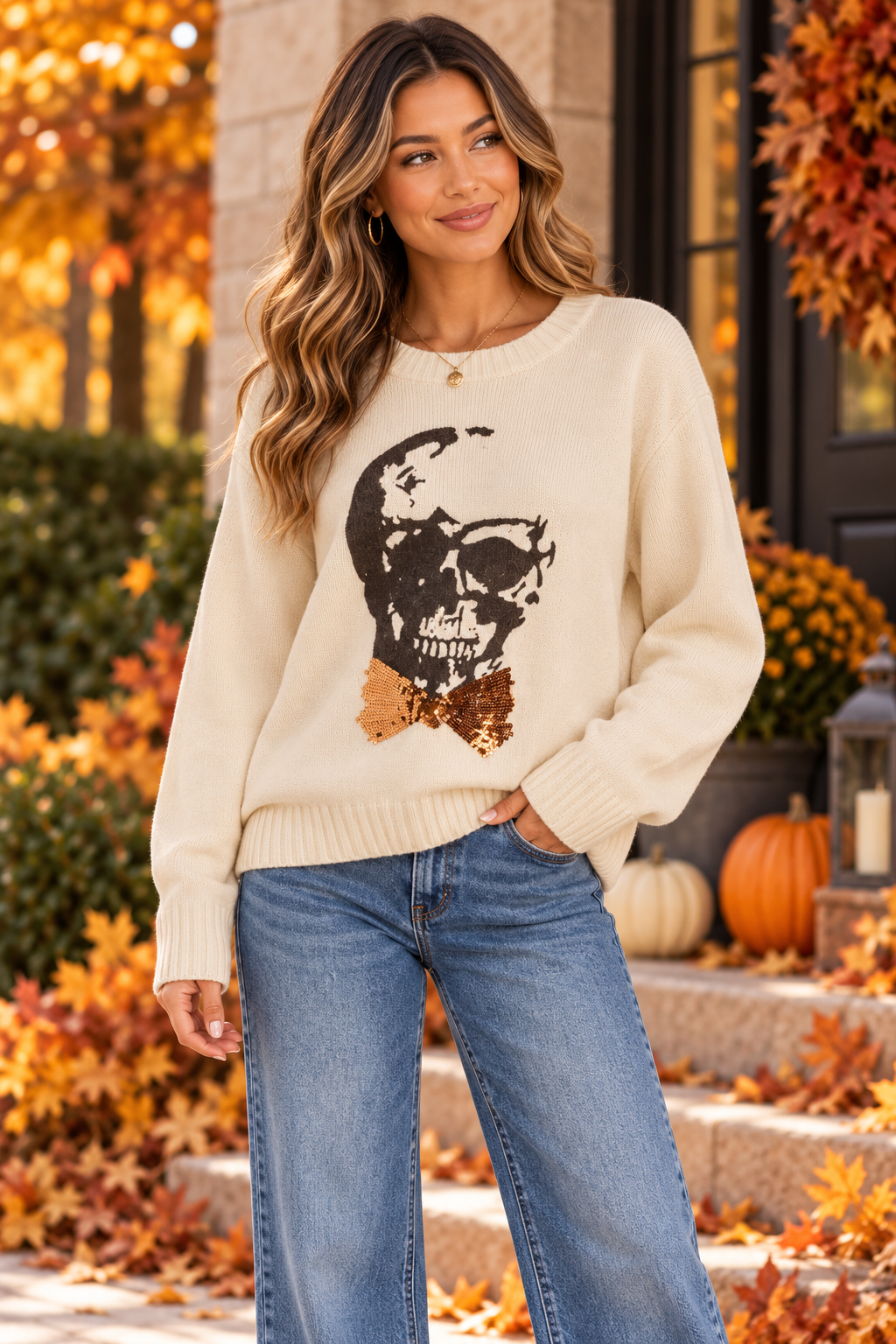 Spooky & Chic Sequin Bow Sweater