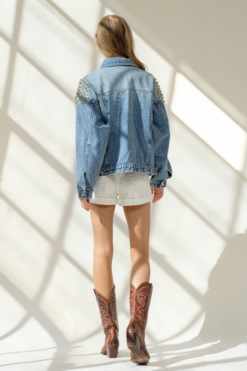 Shoulder Studded Denim Jacket