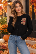 Black Teddy Love Cardigan