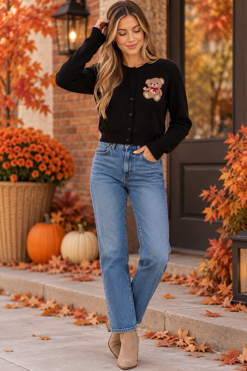Black Teddy Love Cardigan