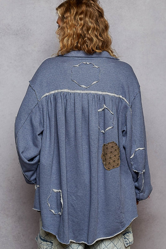 POL Midnight Meadow Patchwork Shacket