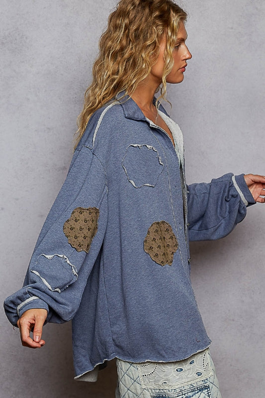 POL Midnight Meadow Patchwork Shacket