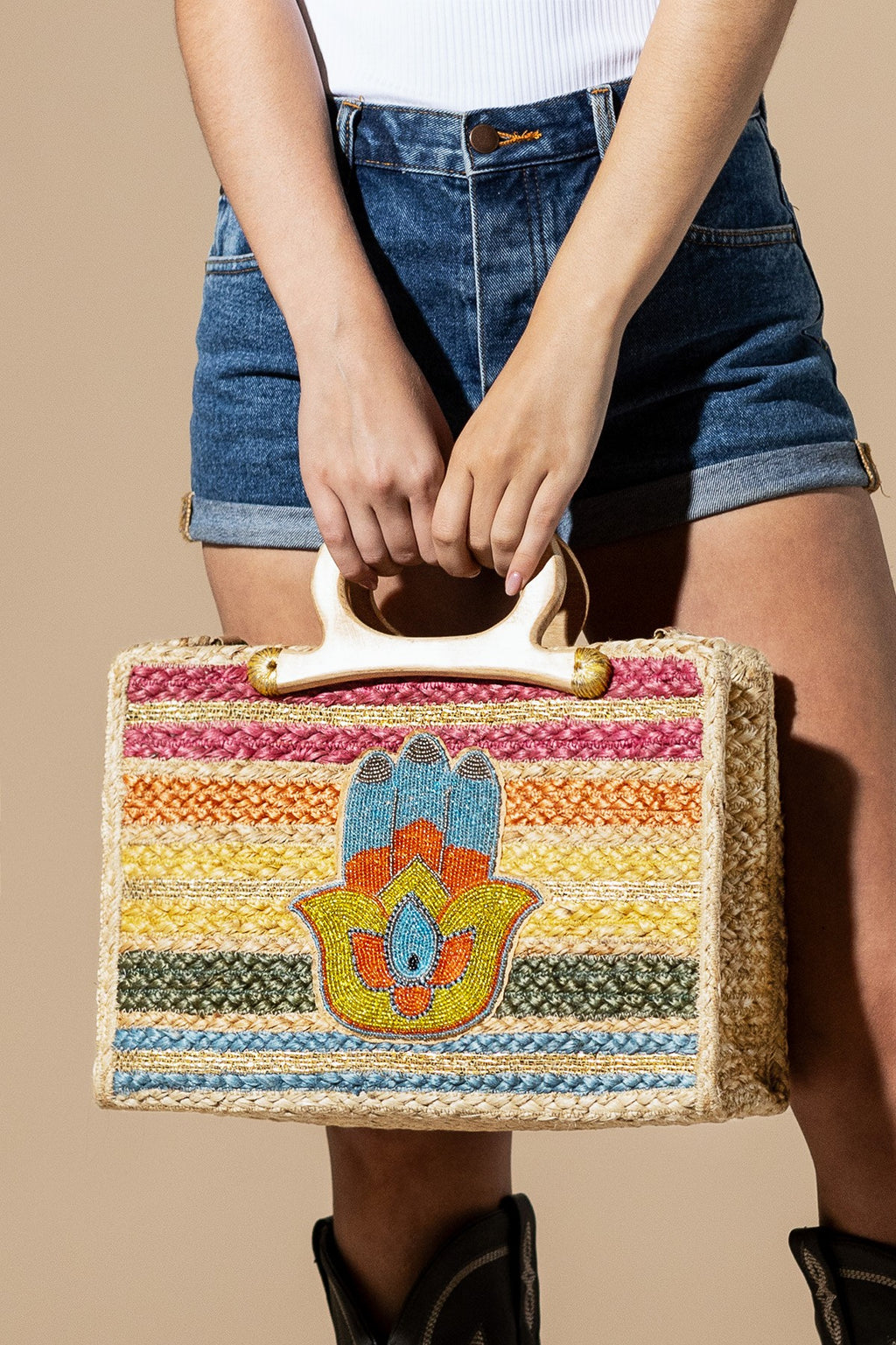 Hamza Beaded Boho Tote Bag