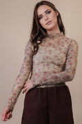 Sheer Mesh Floral Top