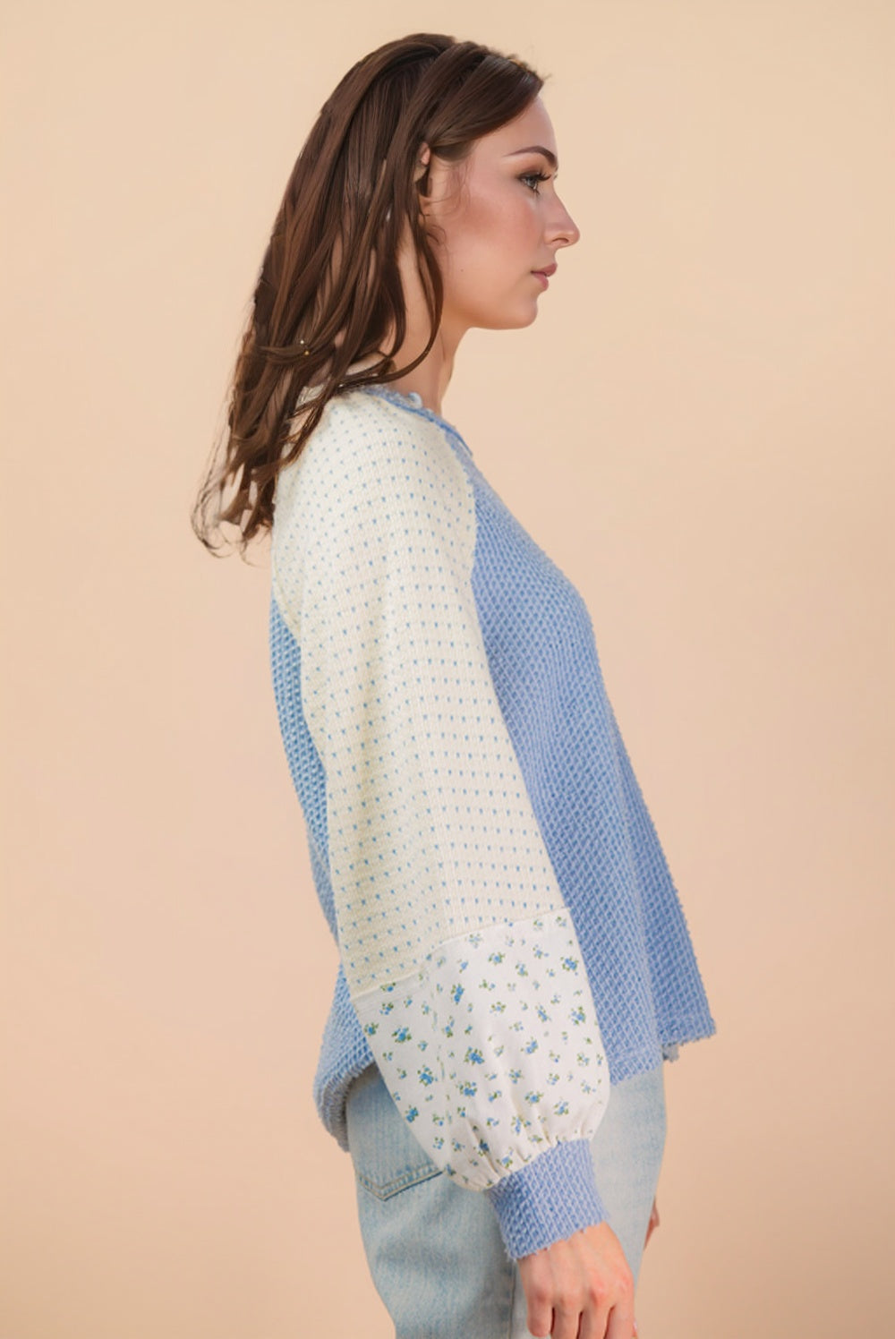 Floral Knit Top - Blue