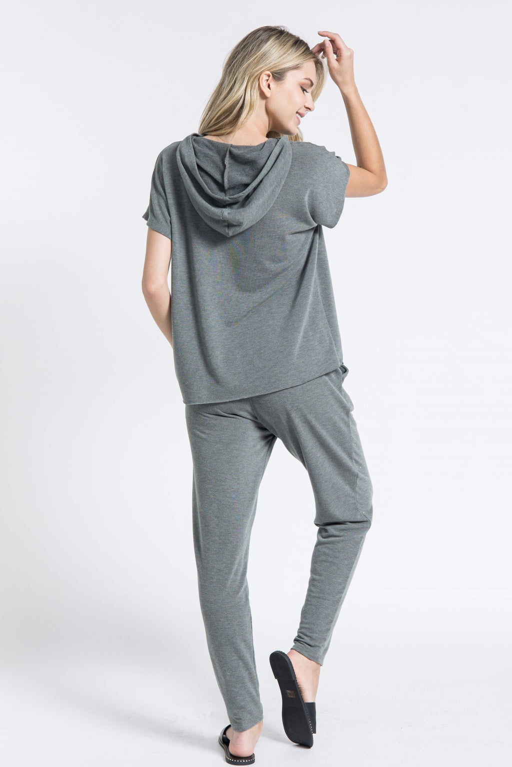 Embellished French Terry Set - Olive & Black