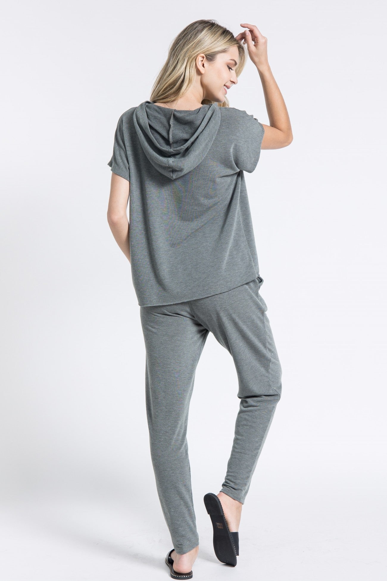 Embellished French Terry Set - Olive & Black