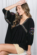 Boho Embroidered Top