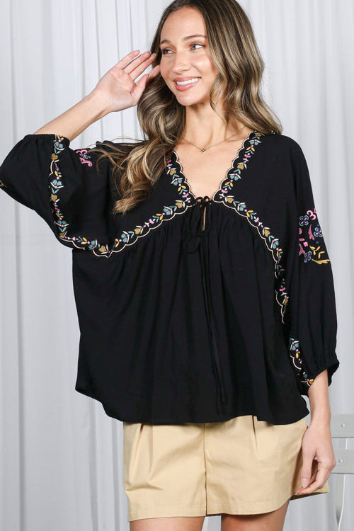 Boho Embroidered Top