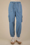Denim Cargo Joggers