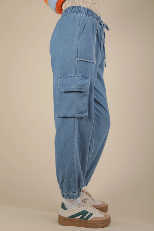 Denim Cargo Joggers