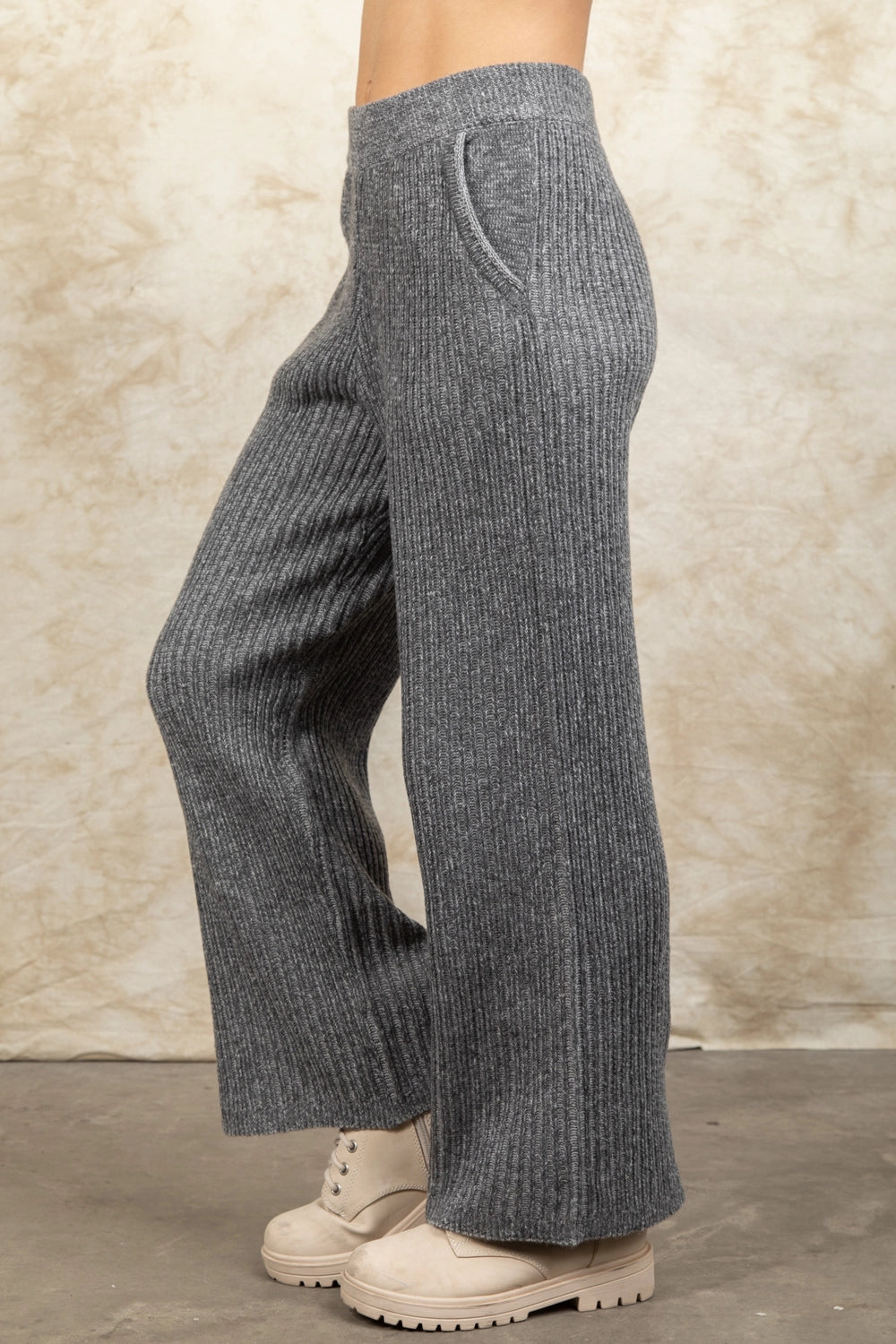 Distressed Sweater Set - Charcoal