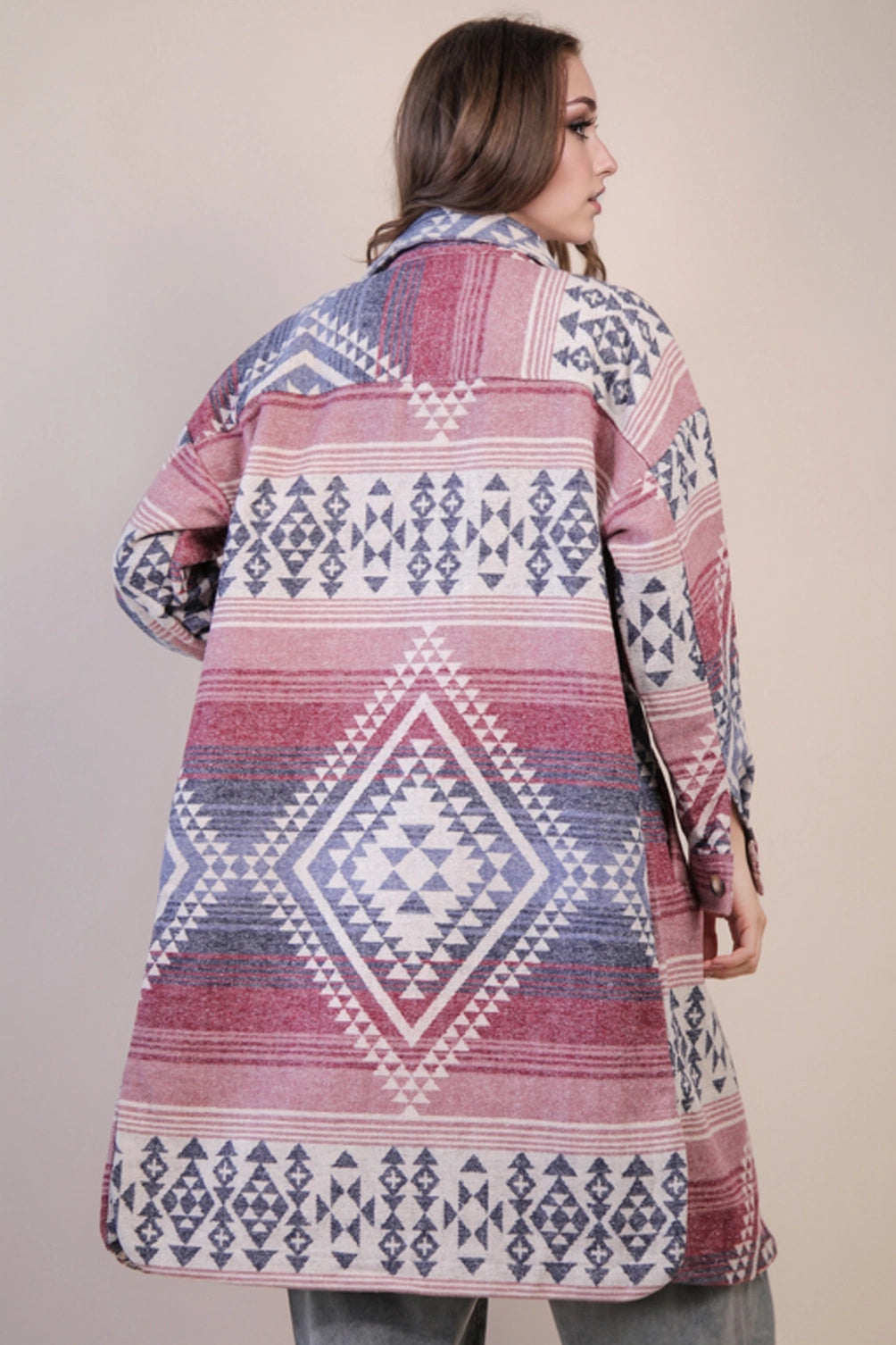 Aztec Print Jacket - Plum Multi