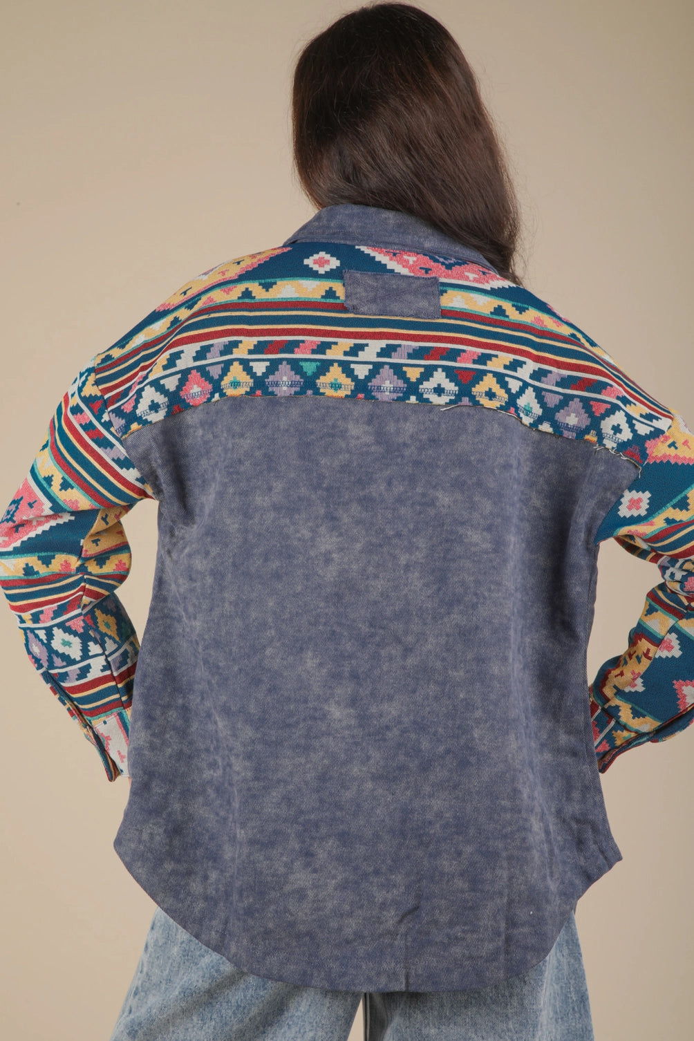 Denim Aztec Print Jacket