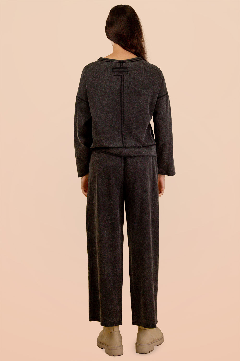 Mineral Wash Loungewear Set - Black