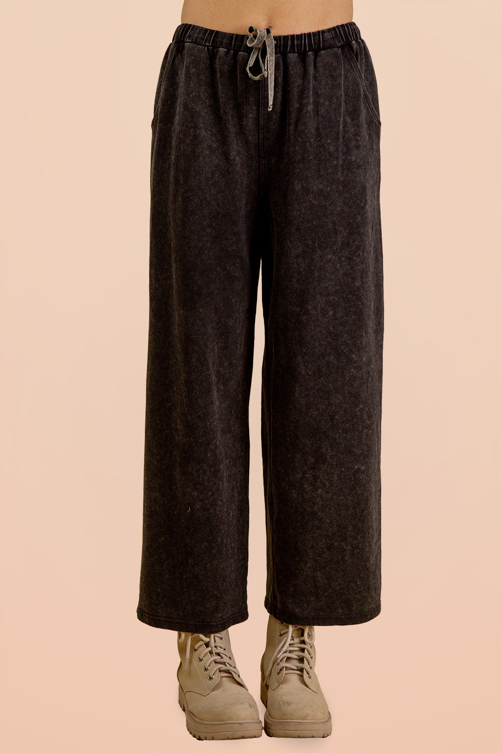 Mineral Wash Loungewear Set - Black