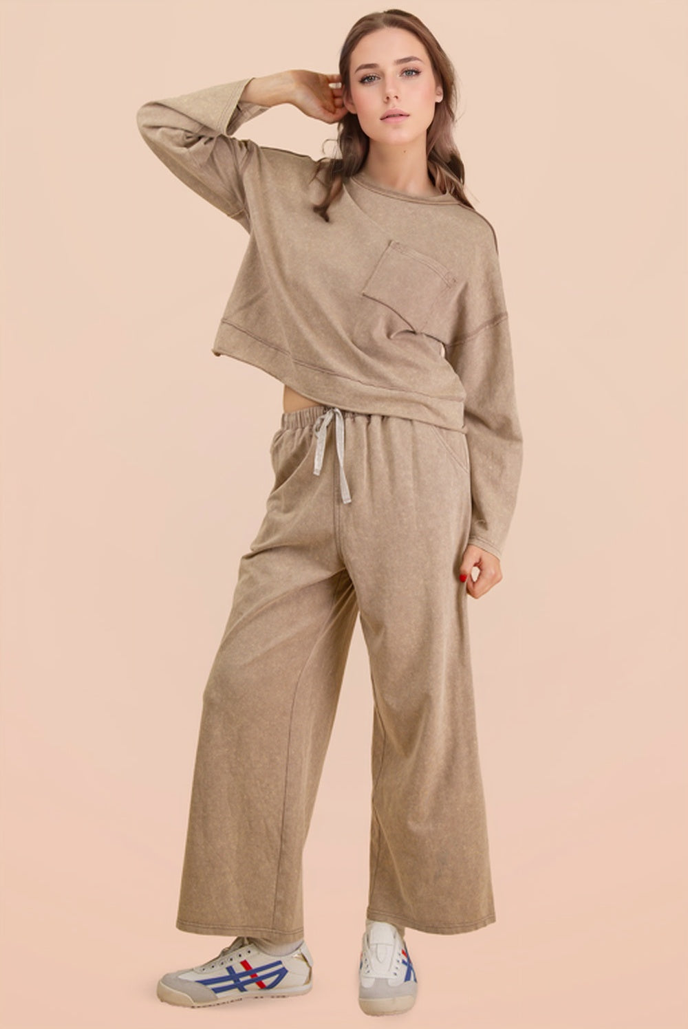 Mineral Wash Loungewear Set - Mocha