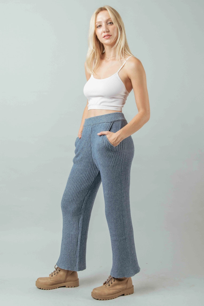 Distressed Sweater Set - Blue