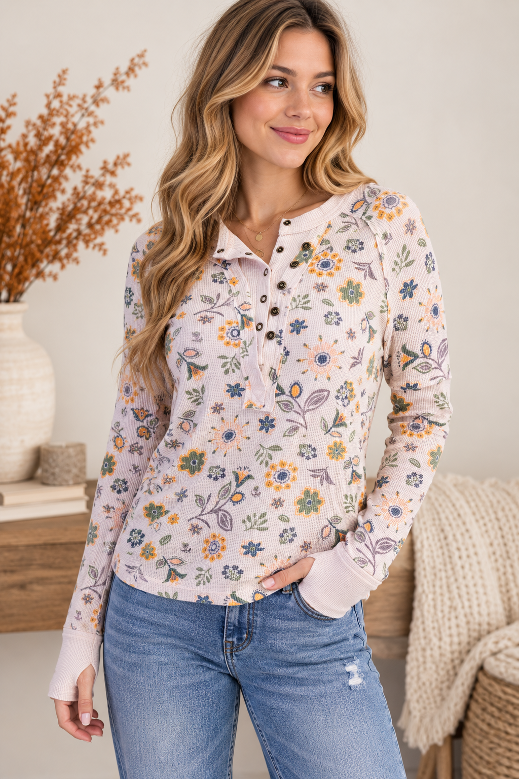 Easel Wildflower Wishes Henley Top